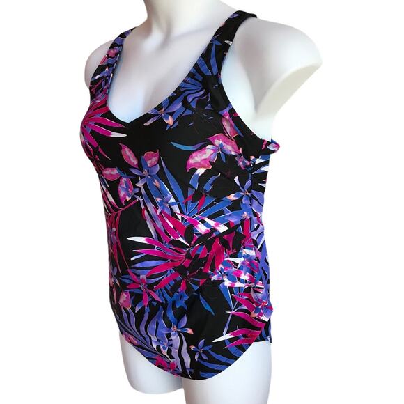 Swimsuits for All Tropical Print One Piece with Side Ruching size 16 - Picture 5 of 12